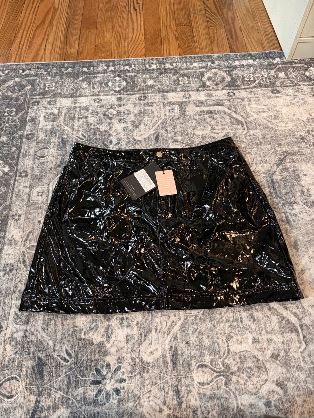PrettyLittleThing Black High-Shine faux Patent Mini Skirt